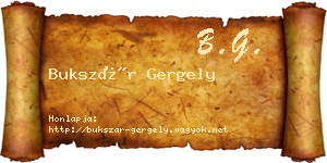 Bukszár Gergely névjegykártya